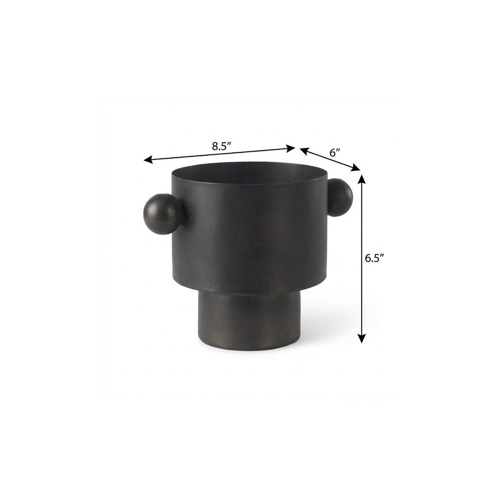 7" Black Metal Round Table Vase