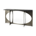 60" Black and Nickel Genuine Marble and Metal Frame Console Table on a white background