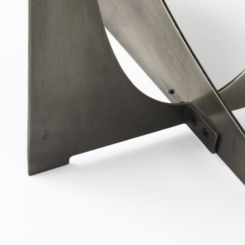 60" Black and Nickel Genuine Marble and Metal Frame Console Table on a white background