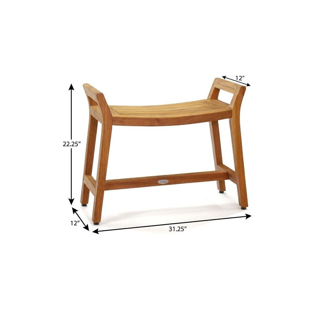 22" X 31" Brown Teak Rectangular Shower Bench