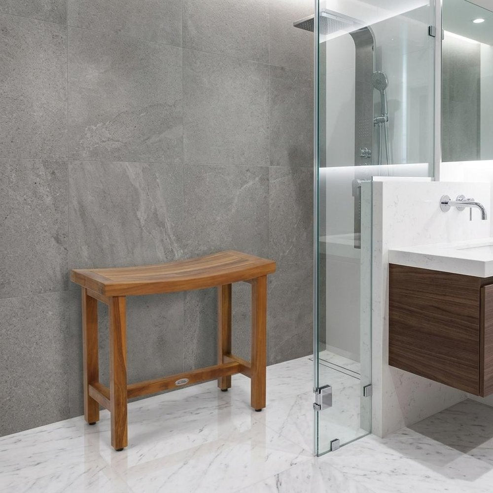 21" X 24" Brown Teak Rectangular Shower Bench