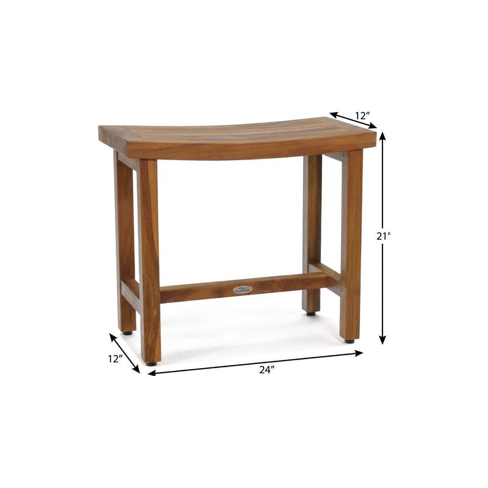 21" X 24" Brown Teak Rectangular Shower Bench