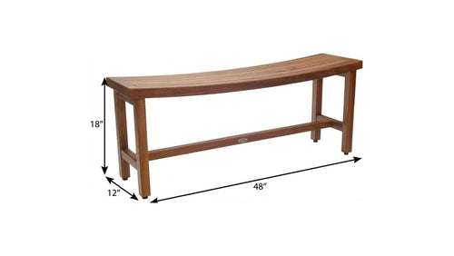 18" X 48" Brown Teak Rectangular Shower Bench - 18.00" H x 48.00" W x 12.00" D