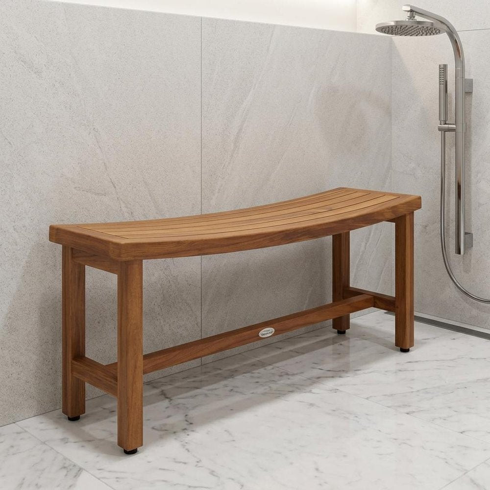 18" X 48" Brown Teak Rectangular Shower Bench