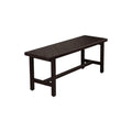 Brown teak rectangular shower bench with slatted top and H-shaped legs on a white background.