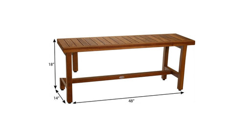 18" X 48" Brown Teak Rectangular Shower Bench - SKU 731387