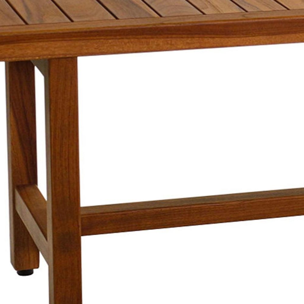 18" X 48" Brown Teak Rectangular Shower Bench
