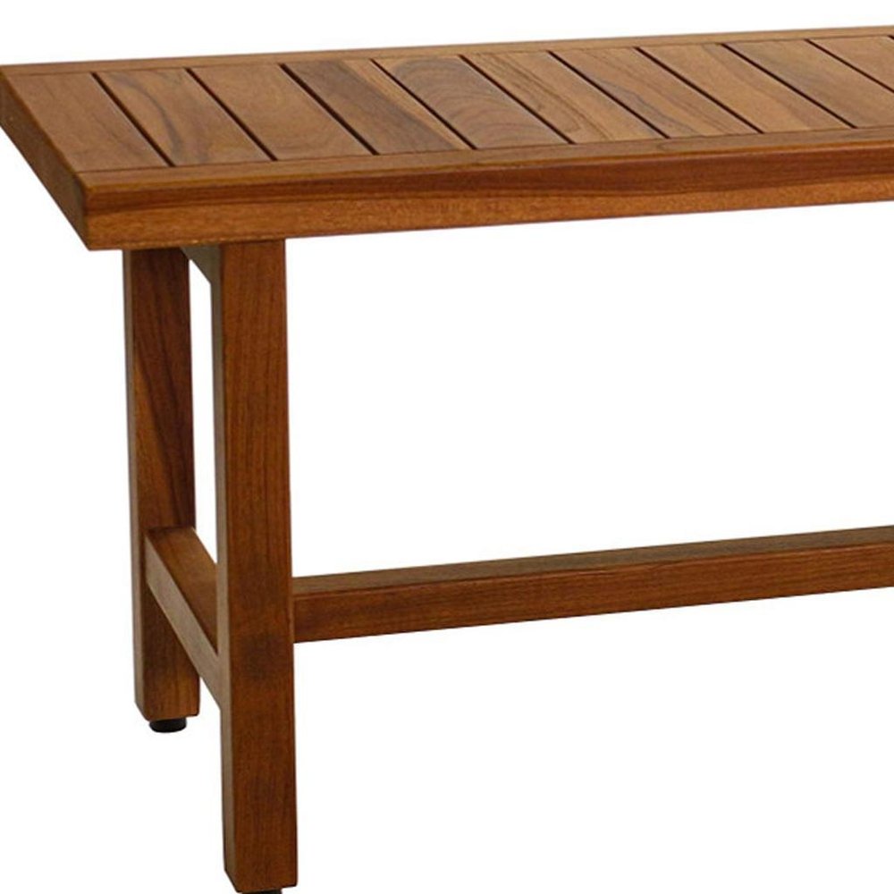 18" X 48" Brown Teak Rectangular Shower Bench