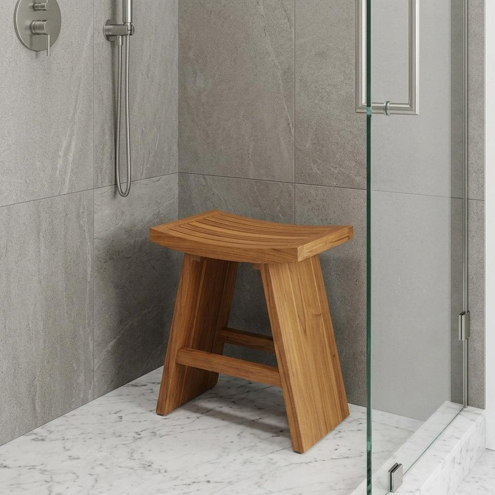 30" X 12" Brown Teak Rectangular Shower Bench
