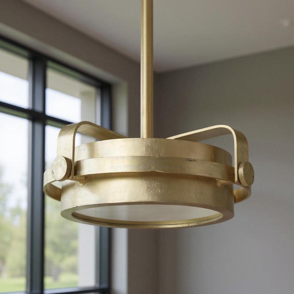 Gold Metal Dimmable Chandelier With Gold Shades