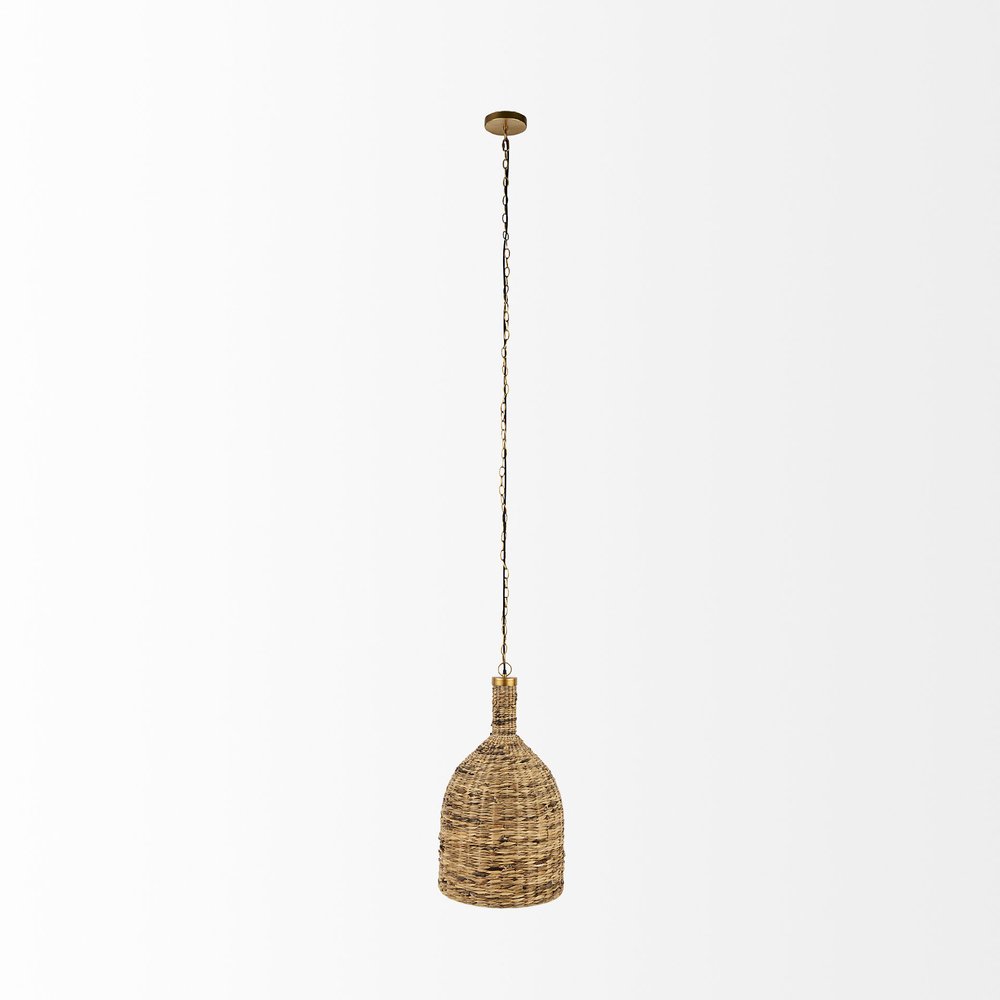 Brown Metal Single Ceiling Light With Brown Shades