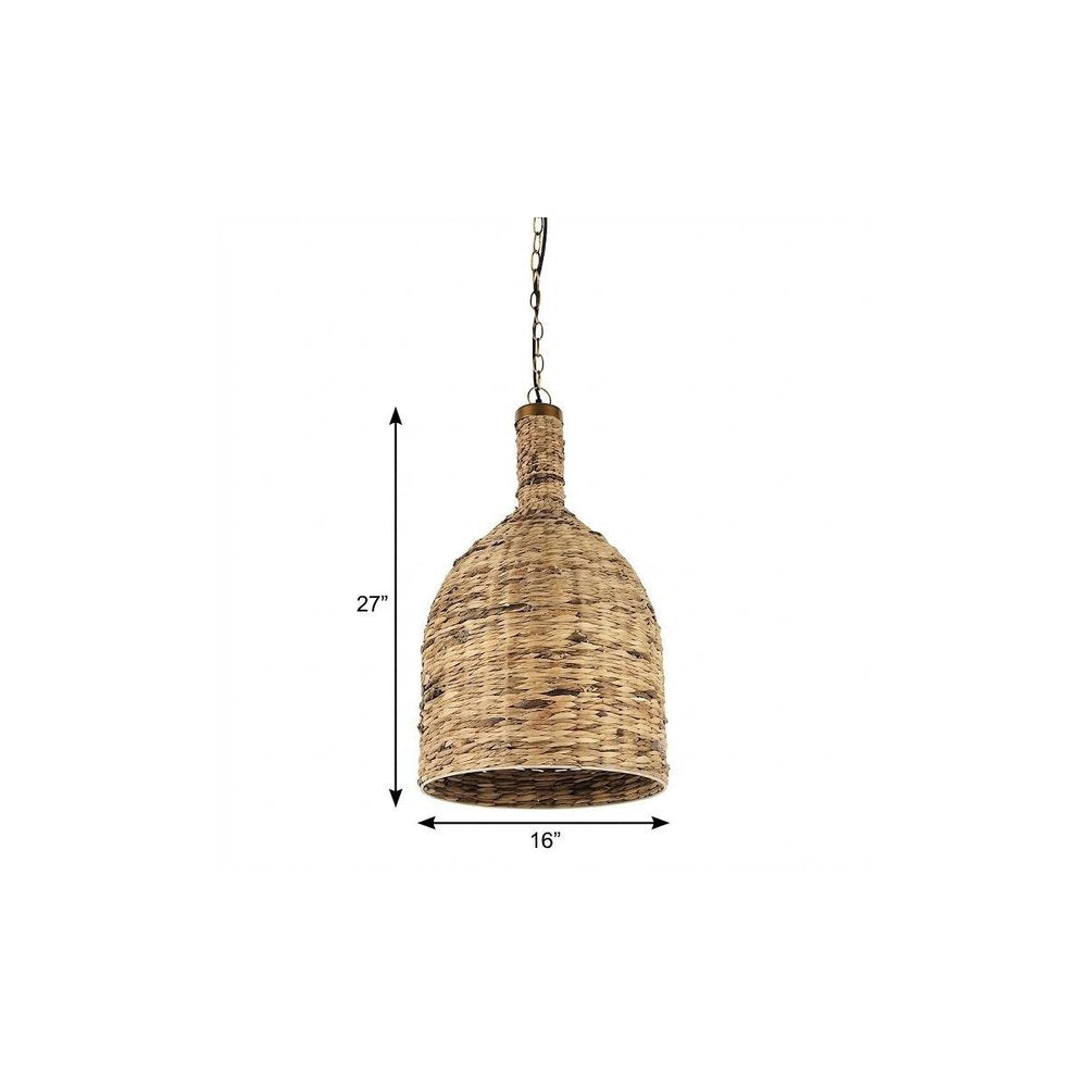 Brown Metal Single Ceiling Light With Brown Shades
