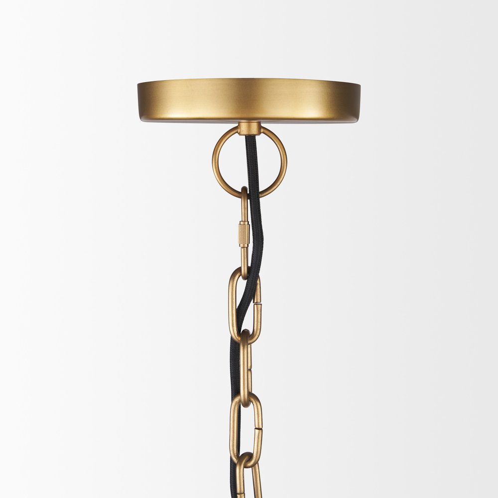 Gold Metal Single Ceiling Light With Gold Shades