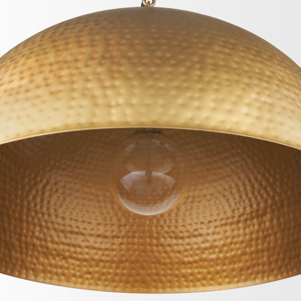 Gold Metal Single Ceiling Light With Gold Shades