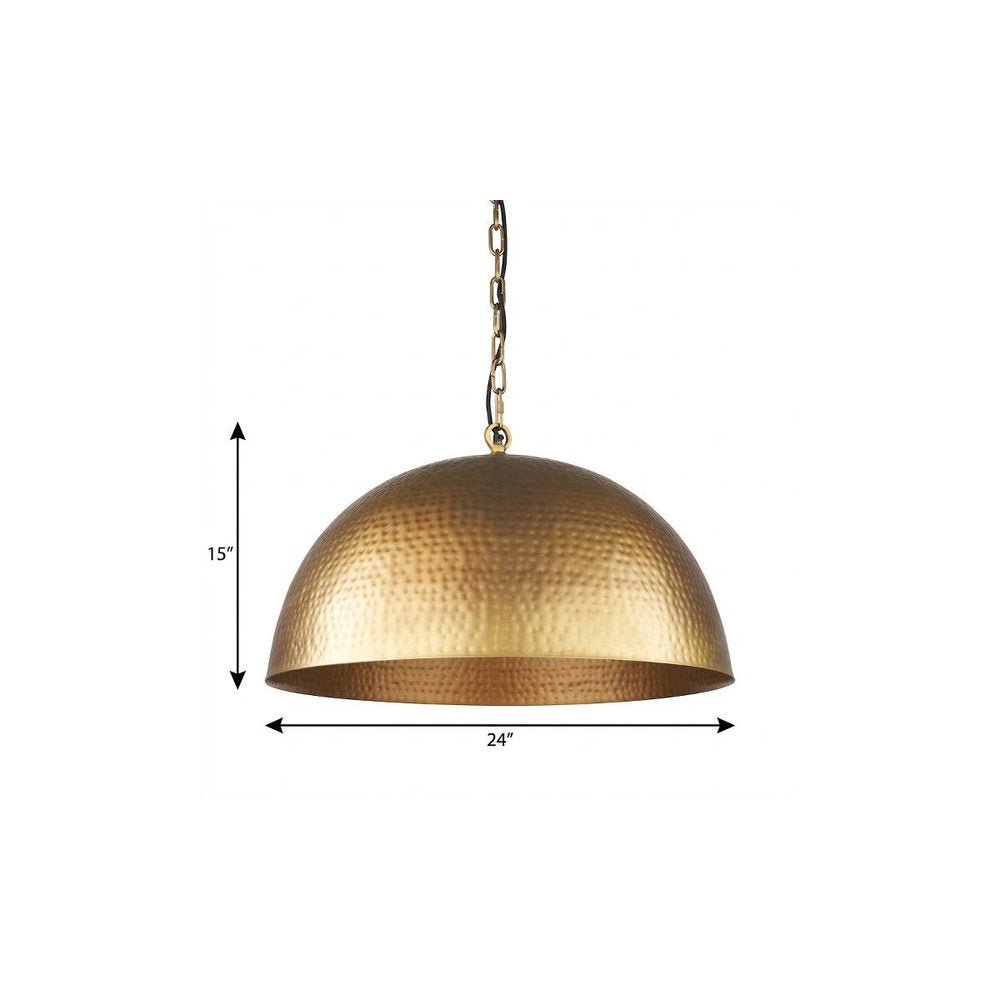 Gold Metal Single Ceiling Light With Gold Shades