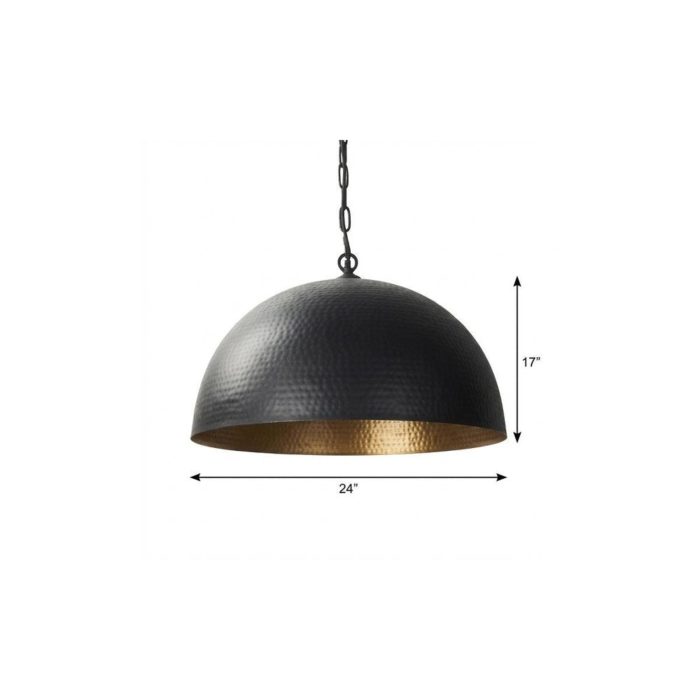 Black Metal Single Ceiling Light With Black Shades on a white background