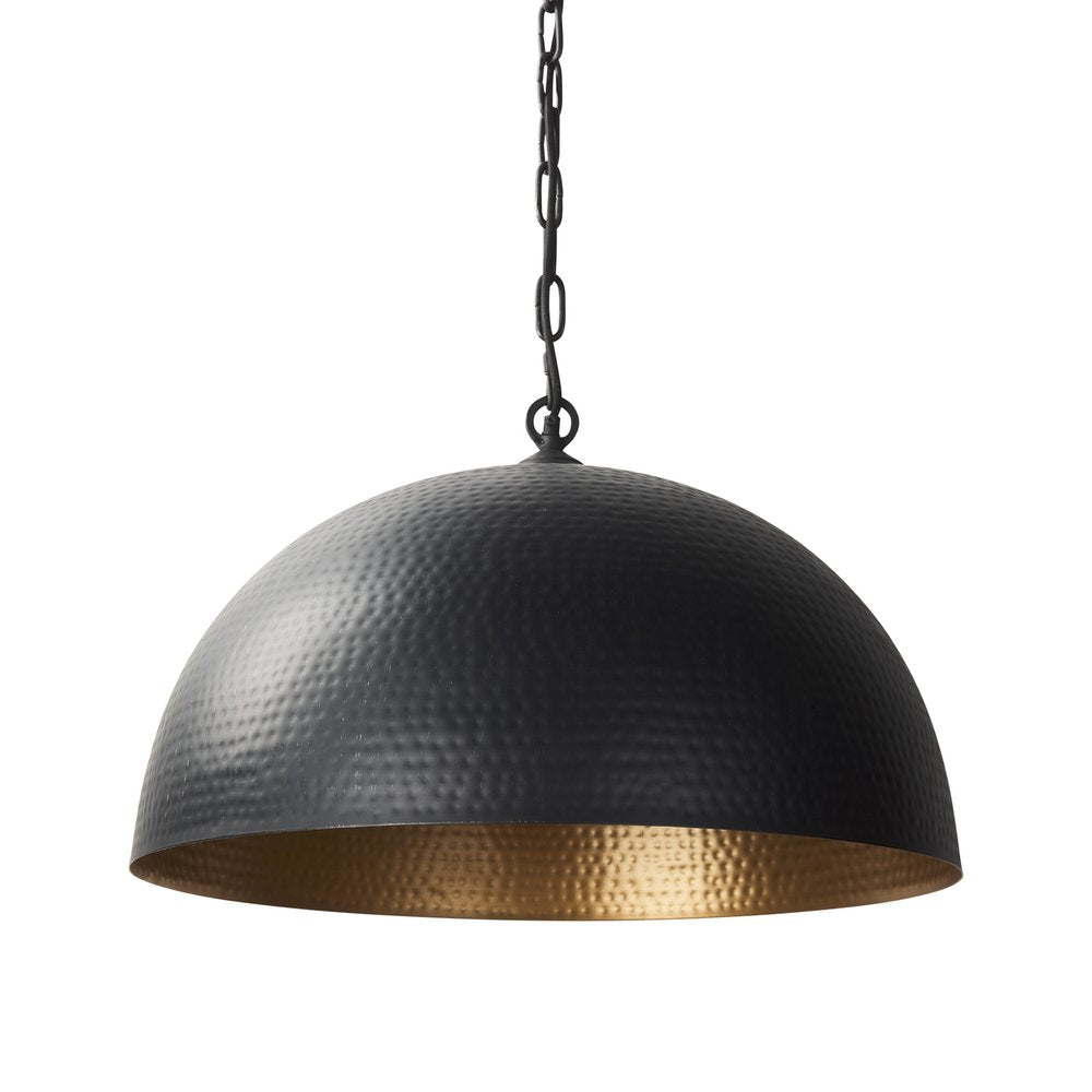 Black Metal Single Ceiling Light With Black Shades on a white background