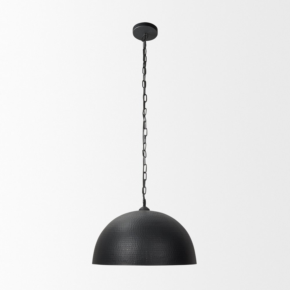 Black Metal Single Ceiling Light With Black Shades on a white background