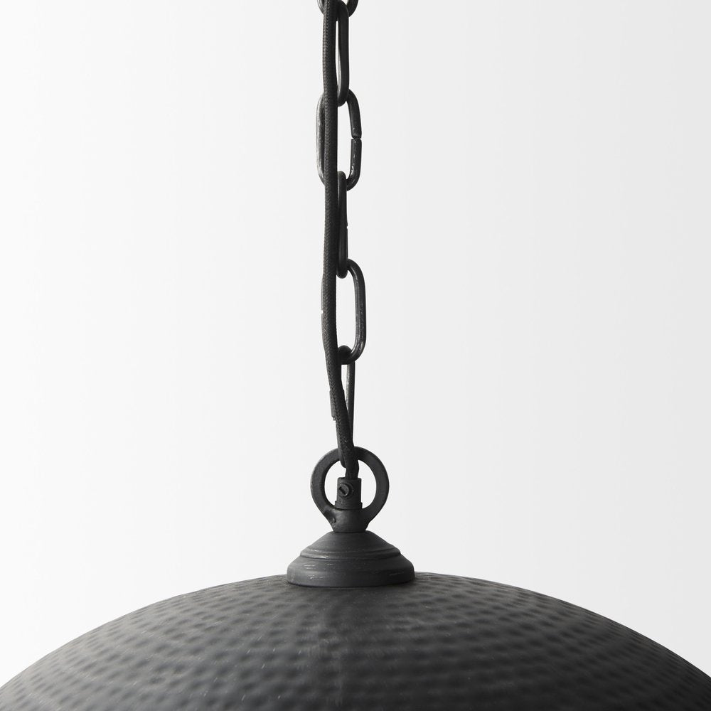 Black Metal Single Ceiling Light With Black Shades on a white background