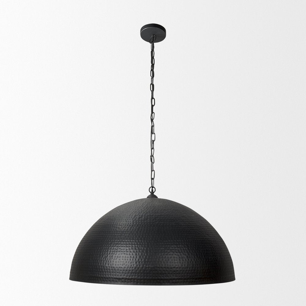 Black Metal Single Ceiling Light With Black Shades on a white background