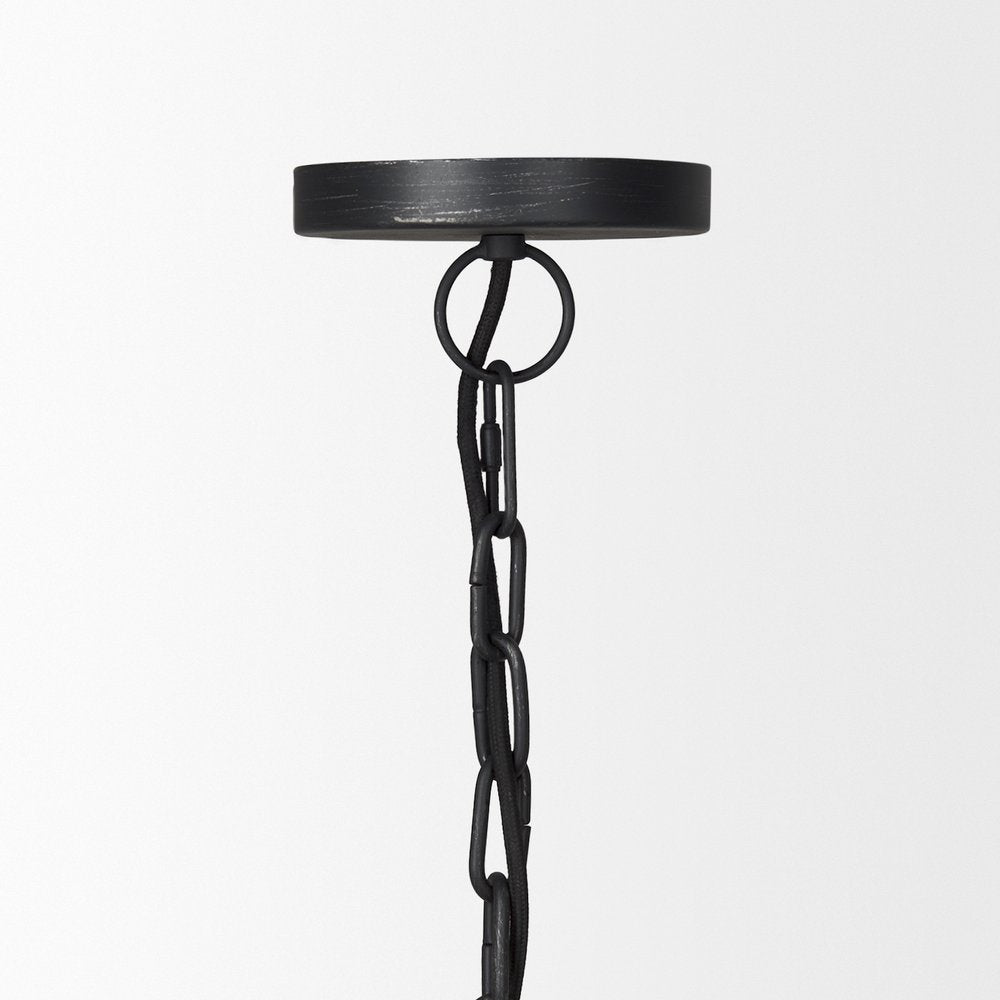 Black Metal Single Ceiling Light With Black Shades on a white background