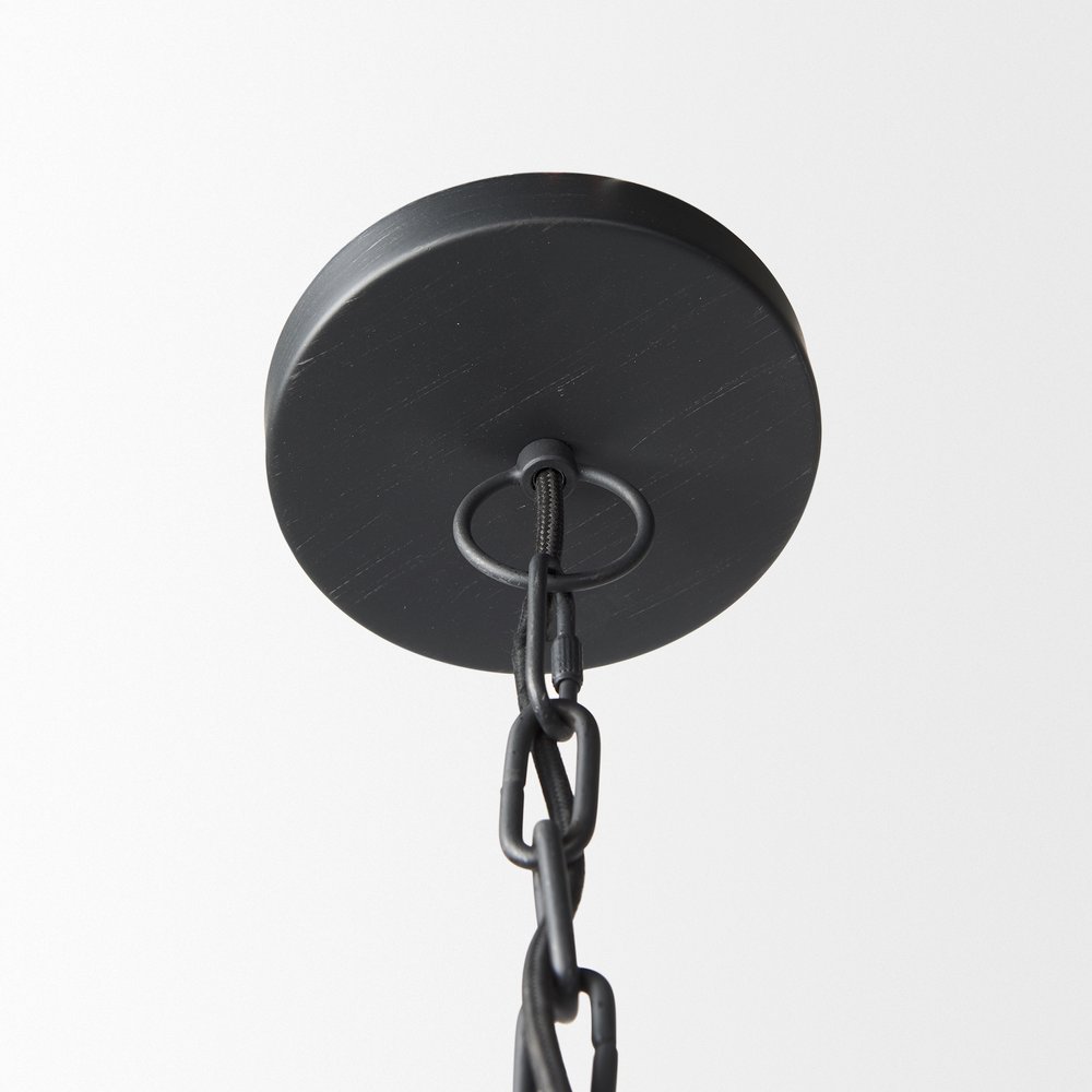Black Metal Single Ceiling Light With Black Shades on a white background