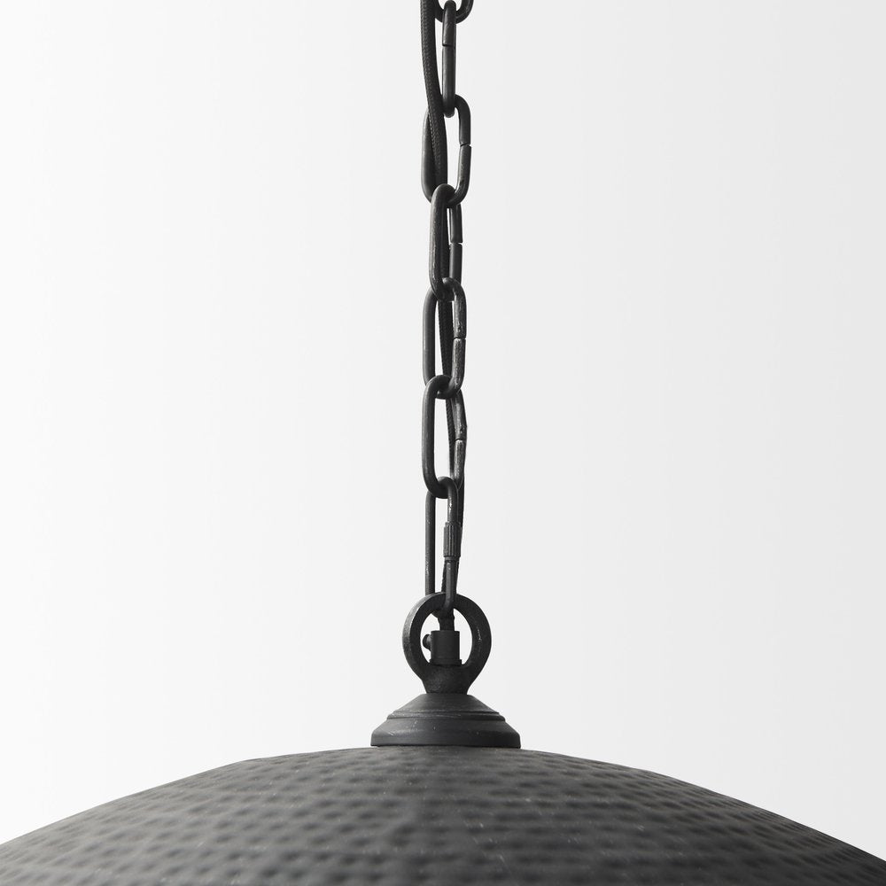 Black Metal Single Ceiling Light With Black Shades on a white background