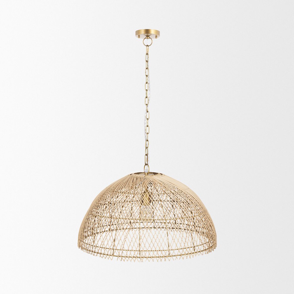 Gold Metal Single Ceiling Light With Brown Shades