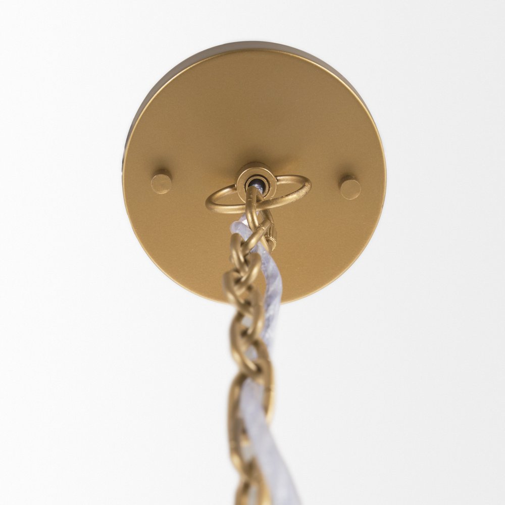 Gold Metal Single Ceiling Light With Brown Shades