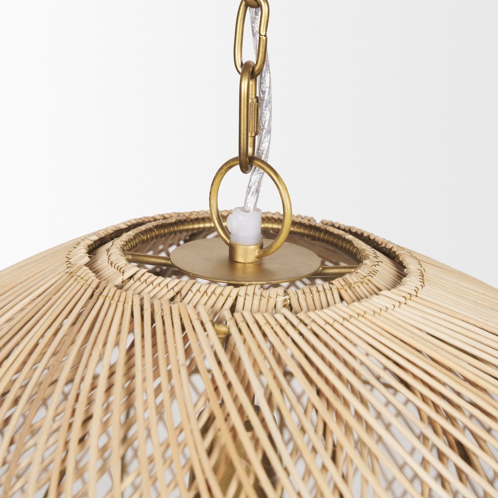 Gold Metal Single Ceiling Light With Brown Shades