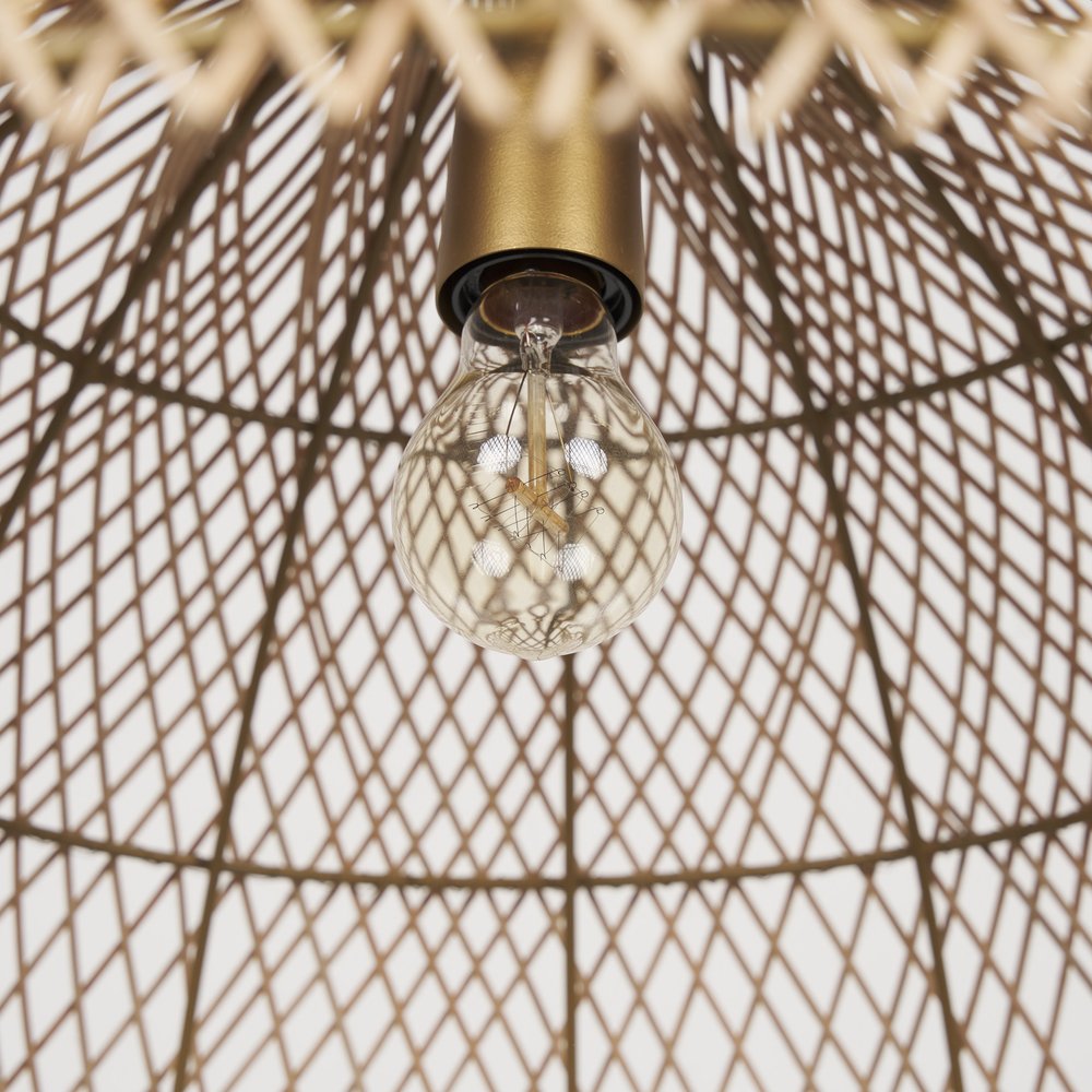 Gold Metal Single Ceiling Light With Brown Shades
