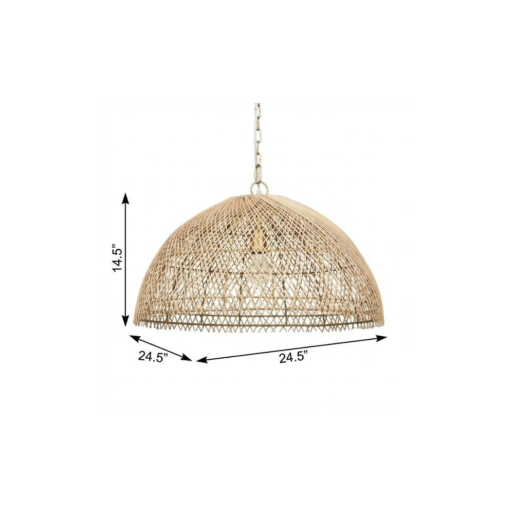 Gold Metal Single Ceiling Light With Brown Shades