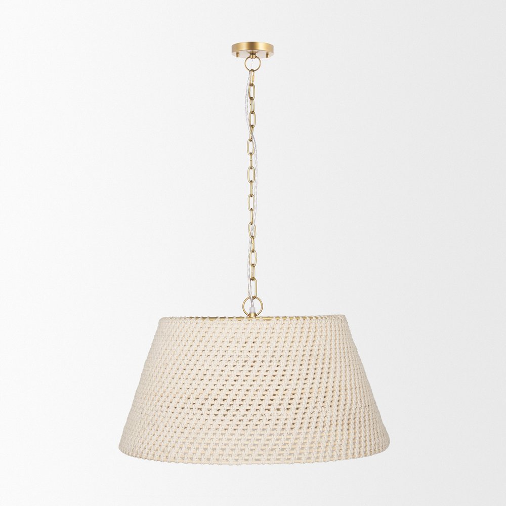 Taupe Metal Single Ceiling Light With Cream Shades - 13.50" H x 24.00" W x 24.00" D