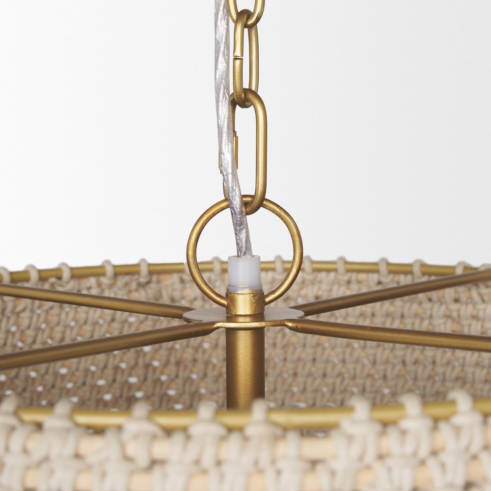 Taupe Metal Single Ceiling Light With Cream Shades - 13.50" H x 24.00" W x 24.00" D