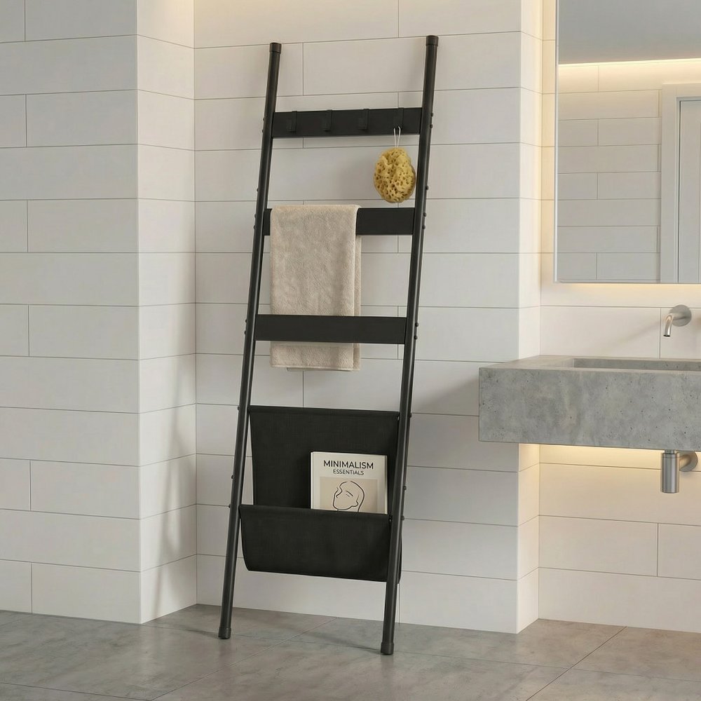63" Black Metal Blanket Ladder