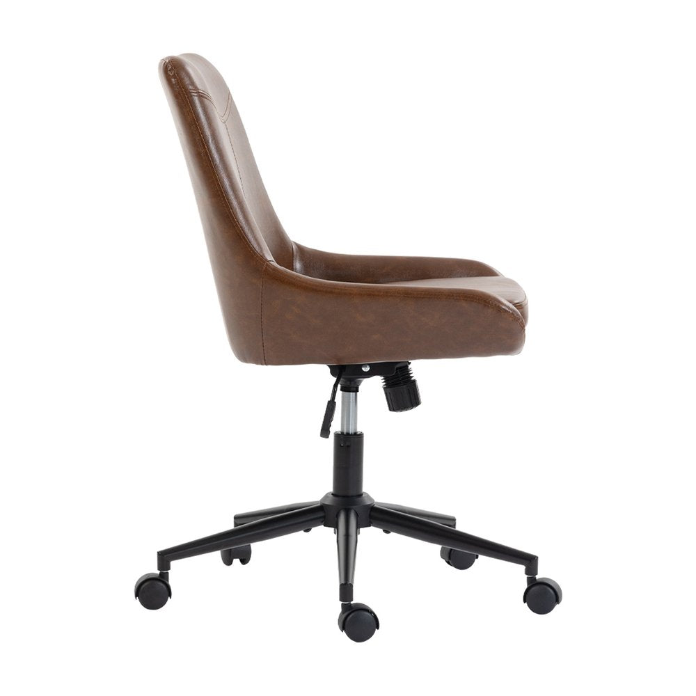 Light Brown and Black Adjustable Height Swivel Rolling Office Chair