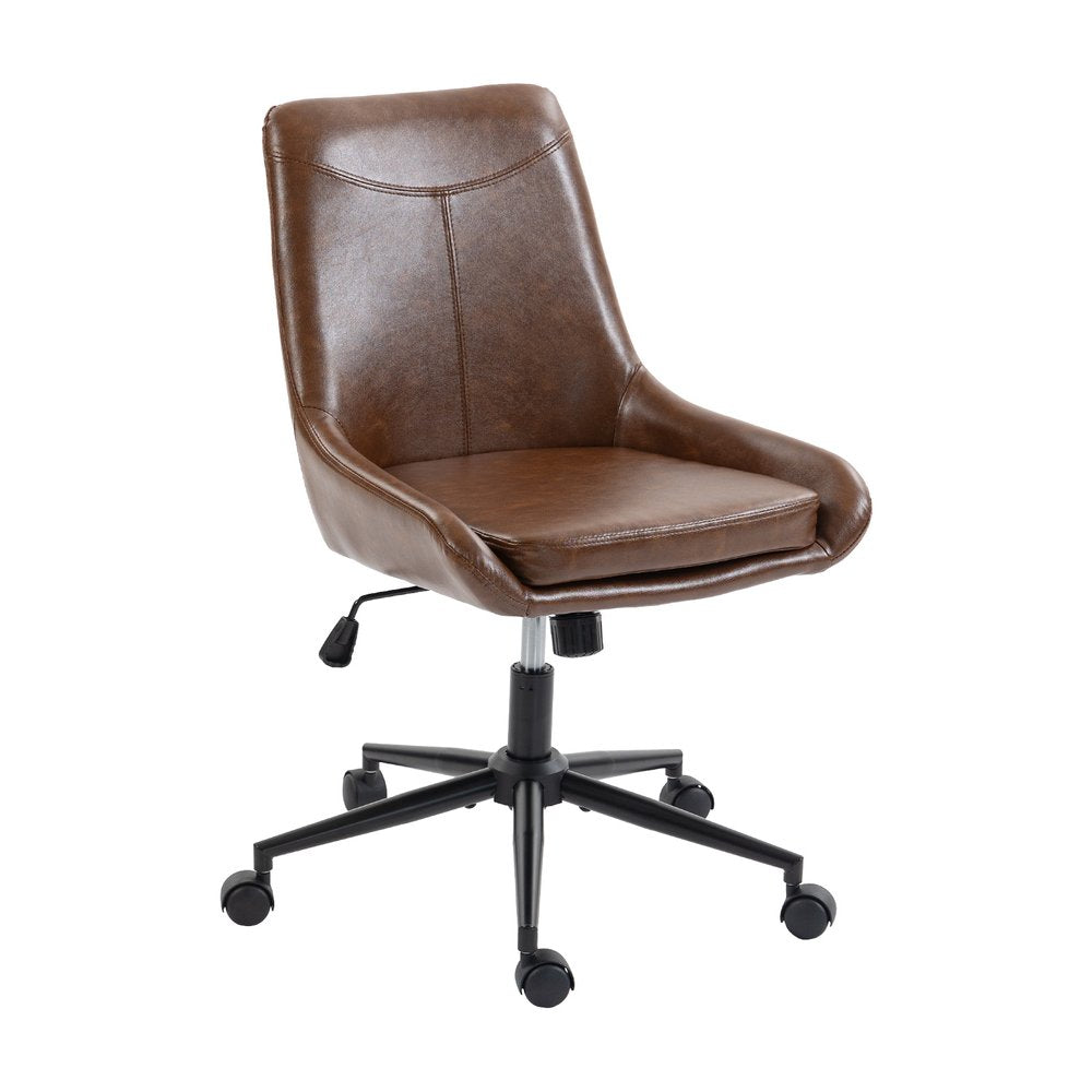 Light Brown and Black Adjustable Height Swivel Rolling Office Chair