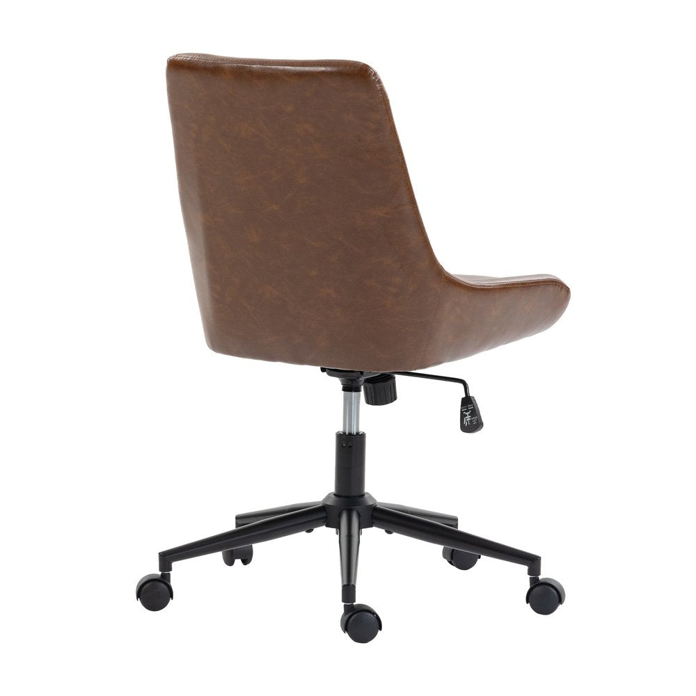 Light Brown and Black Adjustable Height Swivel Rolling Office Chair