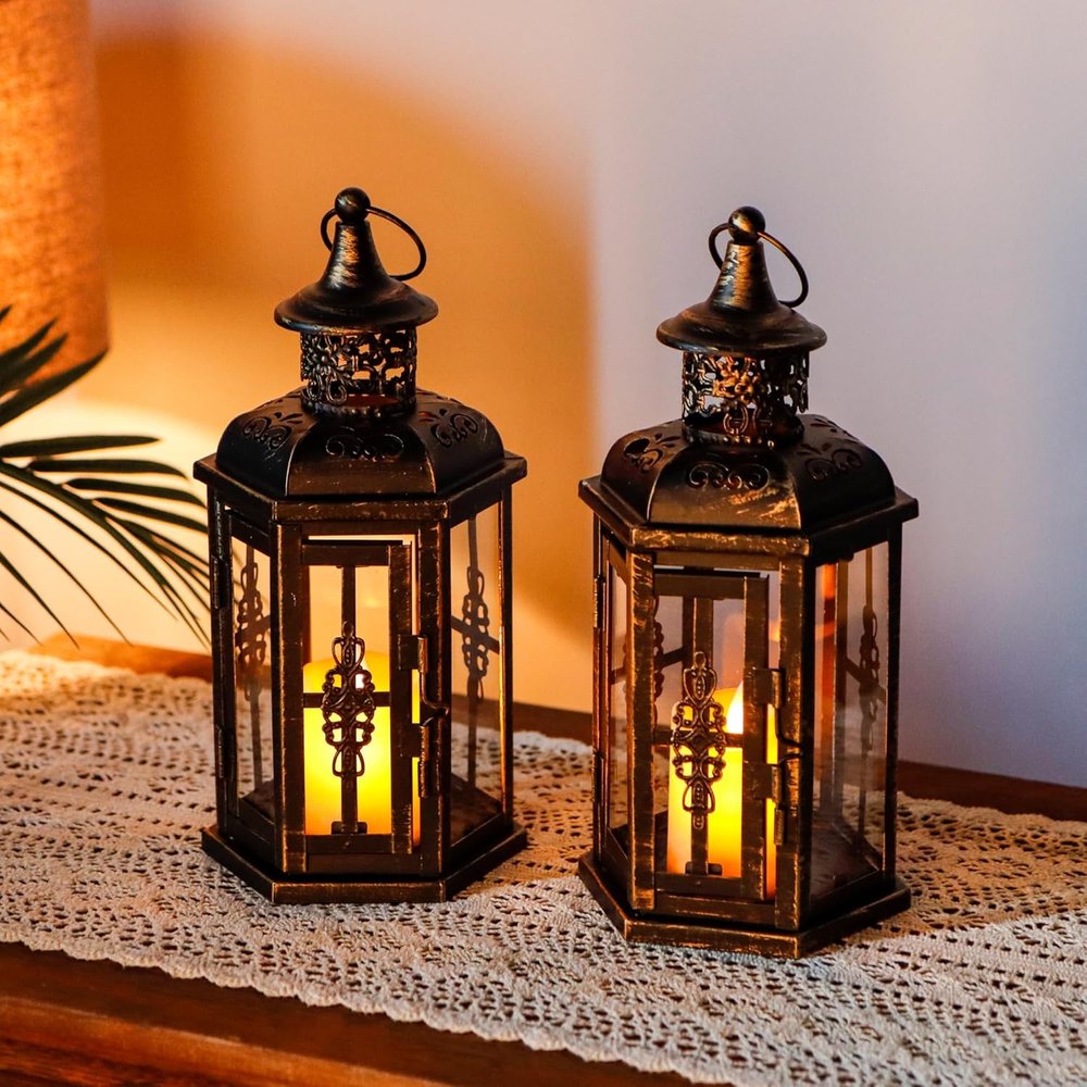 Set of Two Black Glass Floor Candelabra Candle Holders - 10.00" H x 5.00" W x 4.00" D