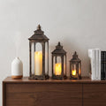 Set of Three Black Glass Floor Candelabra Candle Holders