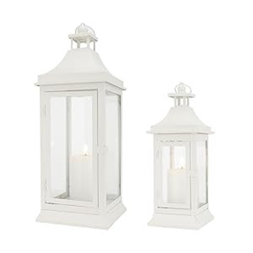 Set of Two White Glass Floor Candelabra Candle Holders