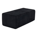 51" Black Corduroy Ottoman. Ottoman isolated on a plain white background, finished in black.