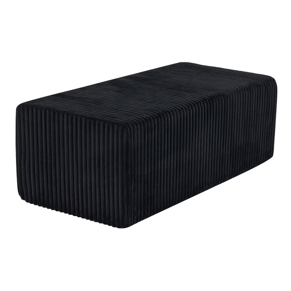 51" Black Corduroy Ottoman
