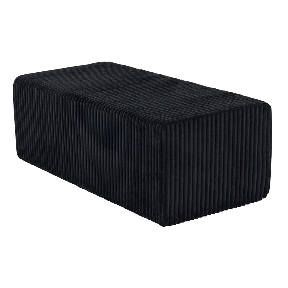 51" Black Corduroy Ottoman