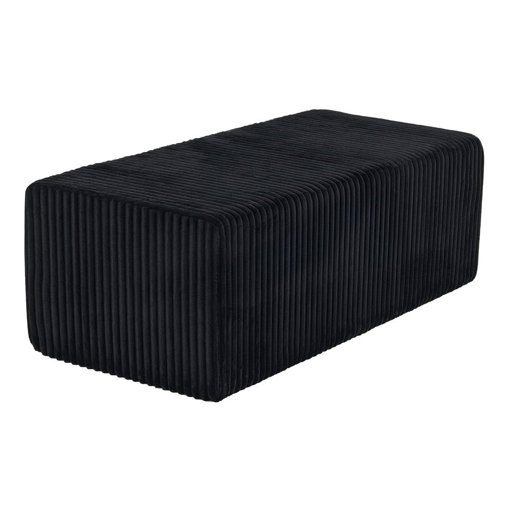 51" Black Corduroy Ottoman