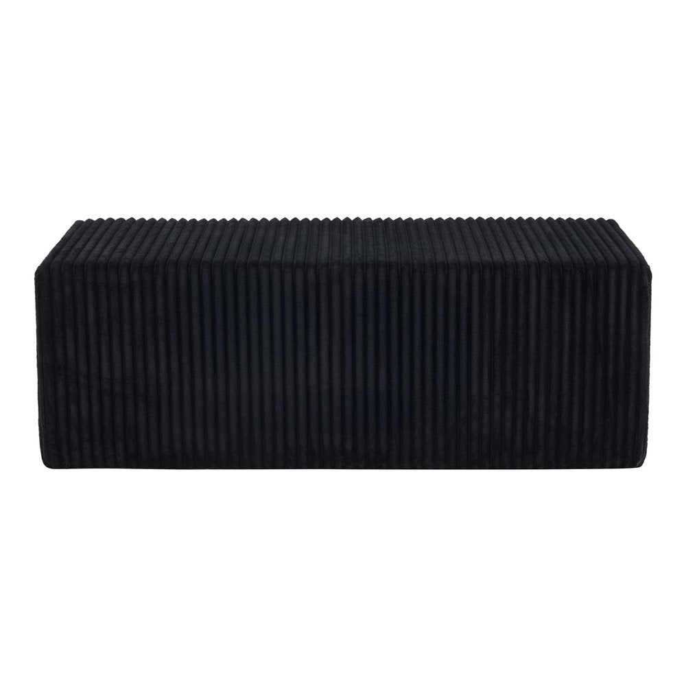 51" Black Corduroy Ottoman