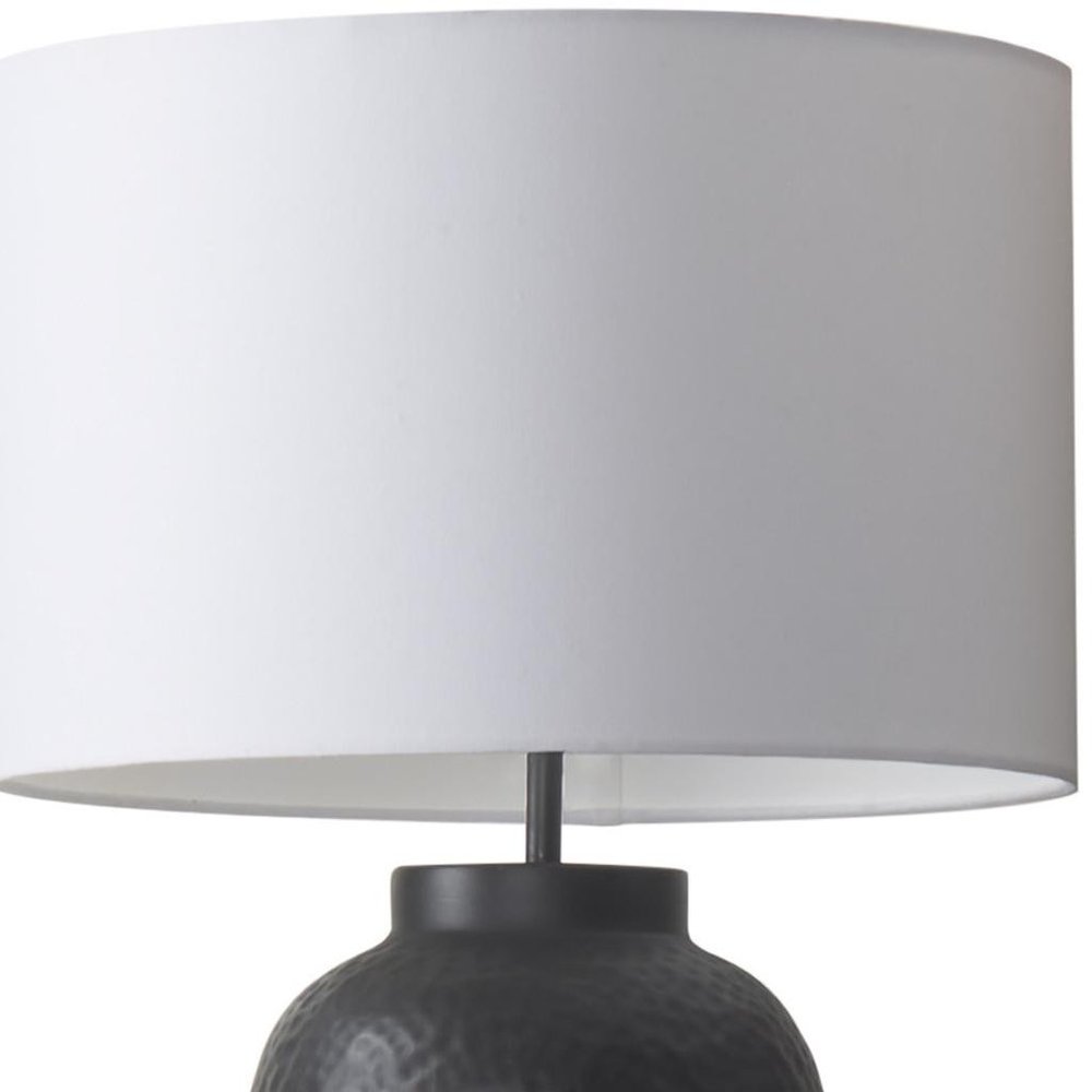 30" Black Novelty Table Lamp With Drum Shade. Table lamp isolated on a plain white background.
