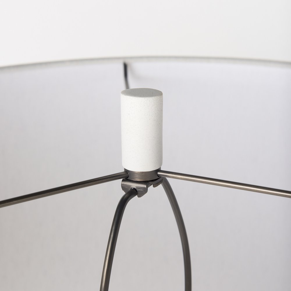 31" White Novelty Table Lamp With Drum Shade. Table lamp isolated on a plain white background, showing its white color.