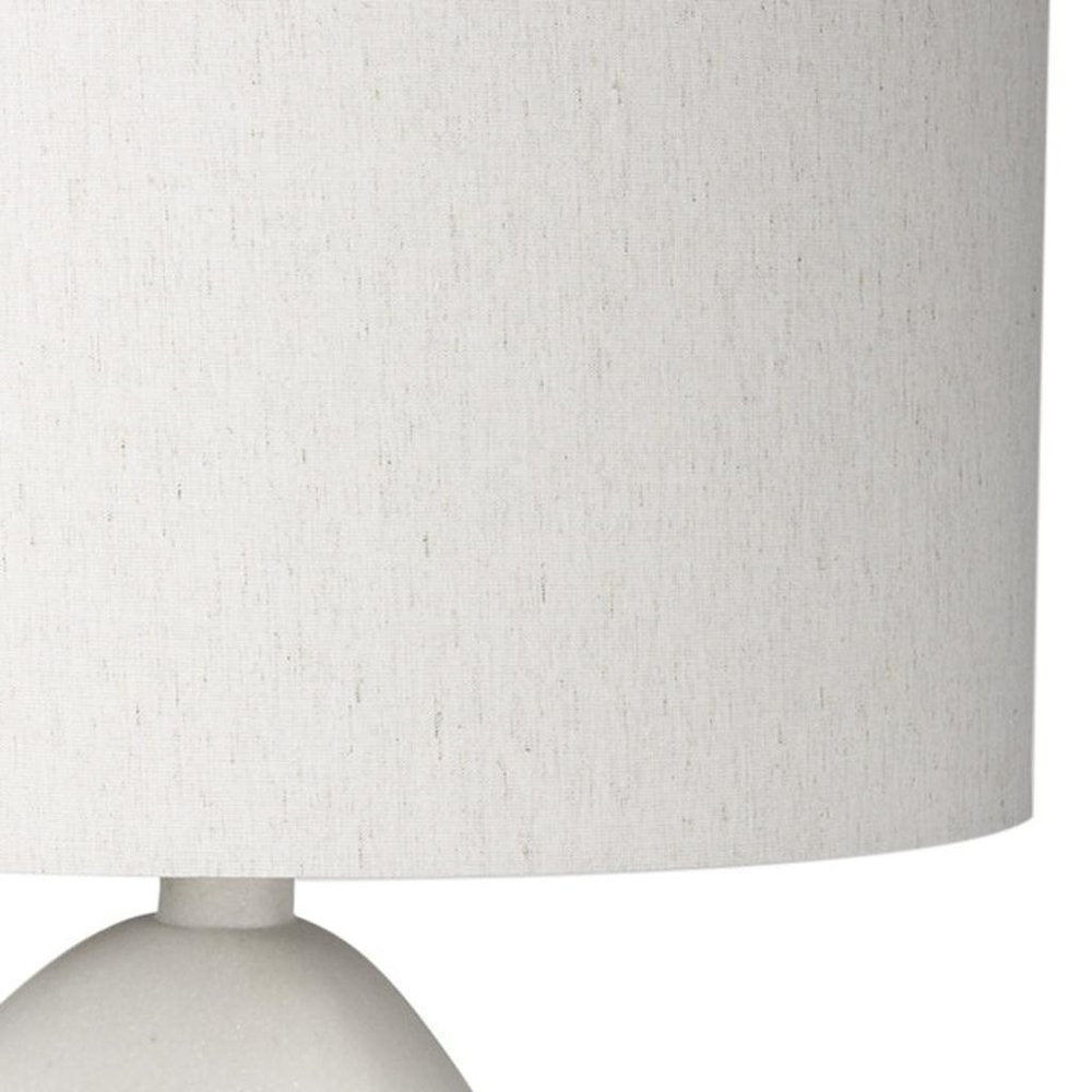 31" White Novelty Table Lamp With Drum Shade. Table lamp isolated on a plain white background, finished in white.