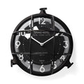 15" Black Metal Analog Round Wall Clock